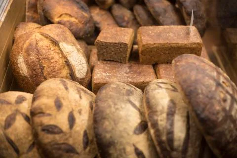 Selection of freshly baked bread loaf Stock Photos