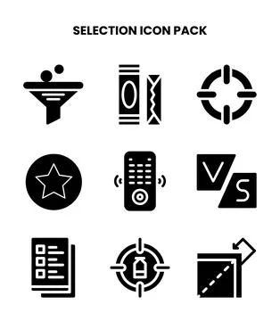 Selection Glyph Design Icons Pack 스톡 일러스트