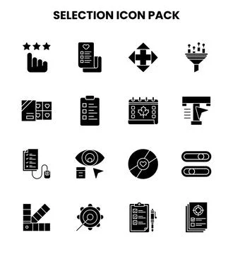 Selection Glyph Graphics Icons Pack Stock Illustration
