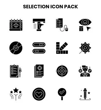 Selection Glyph Icons Pack Stock Illustration
