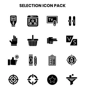 Selection Glyph Icons Pack Stock Illustration