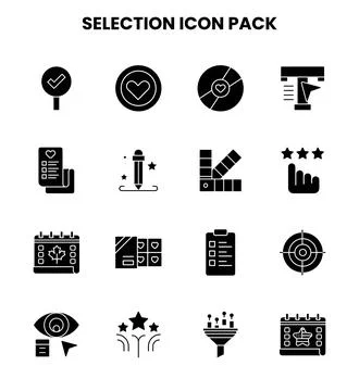Selection Glyph Vector Icons Pack Stock Illustration