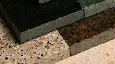 Selection of granite stone counter top and floor tiles samples Stock Footage 21308970