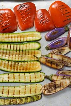 A selection of grilled vegetables Stock Photos