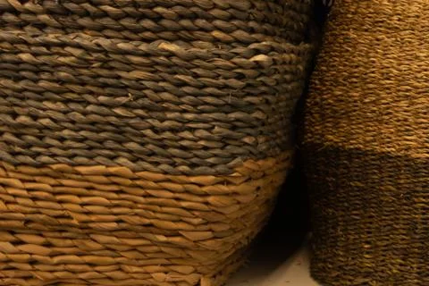 A selection of hand crafted wicker baskets for many uses. Stock Photos