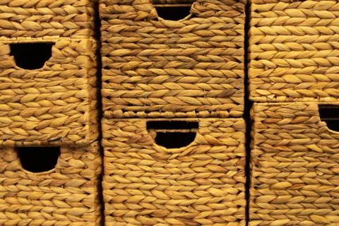 A selection of hand crafted wicker baskets for many uses. Stock Photos