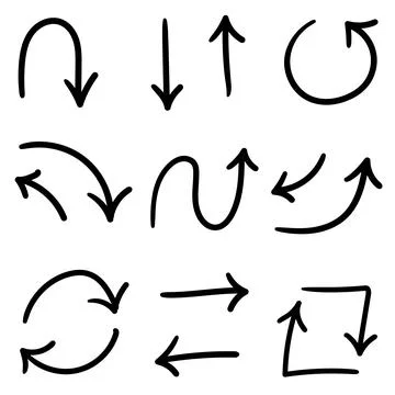 Selection of hand drawn pointer mark. イラスト素材