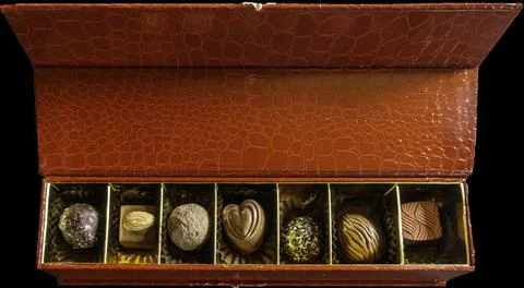 A selection of handmade chocolates made by Lorge Chocolates, Stock Photos