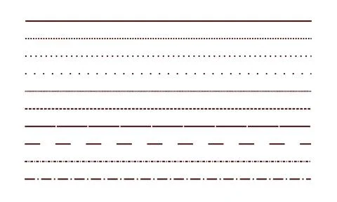 Selection of horizontal dark brown line styles on white background Stock Illustration