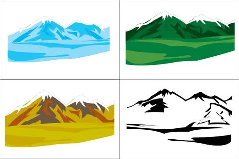 Selection of the landscapes with mountain Stock Illustration