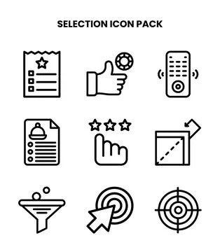 Selection Line Collection Icons Pack Stock Illustration
