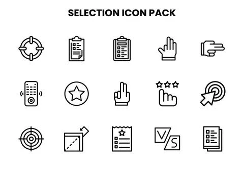 Selection Line Graphics Icons Pack Stock Illustration