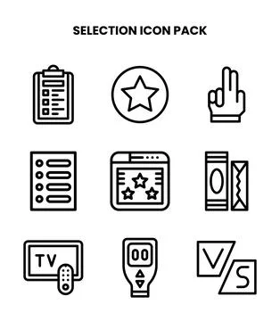 Selection Line Scalable Icons Pack Stock Illustration