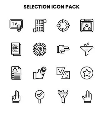 Selection Line Scalable Icons Pack Stock Illustration