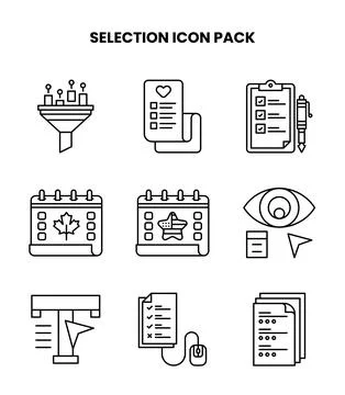 Selection Line Set Icons Pack Illustrazione stock