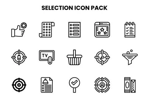 Selection Line UI Icons Pack Stock Illustration