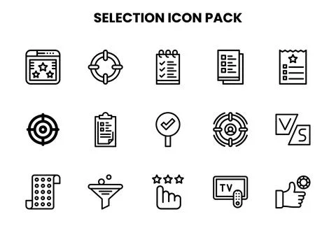 Selection Line UI Icons Pack Stock Illustration