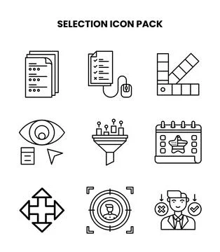 Selection Line UI Icons Pack Stock Illustration