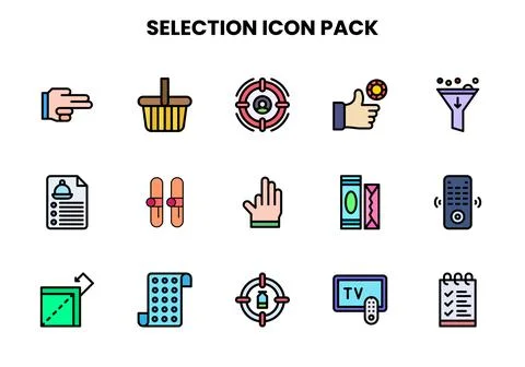 Selection Lineal Color Icons Pack Illustrazione stock