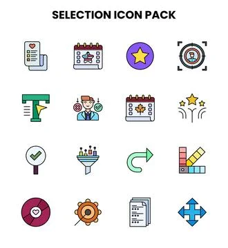 Selection Lineal Color Vector Icons Pack 스톡 일러스트
