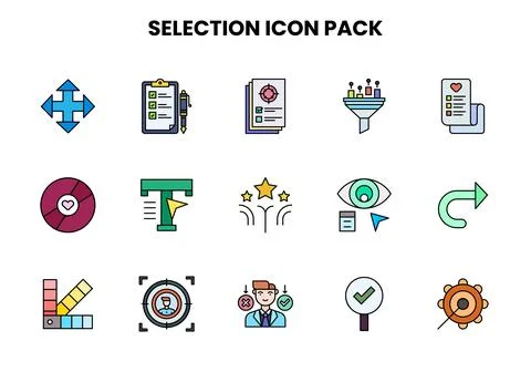 Selection Lineal Color Vector Icons Pack 스톡 일러스트