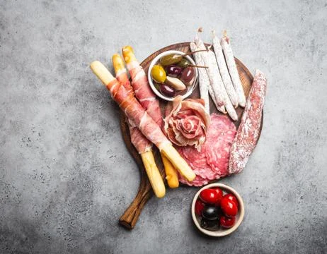 Selection of meat and appetizers Foto stock
