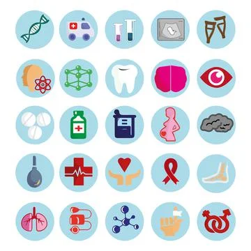 Selection of medical icons on white background - Vector Stock Illustration