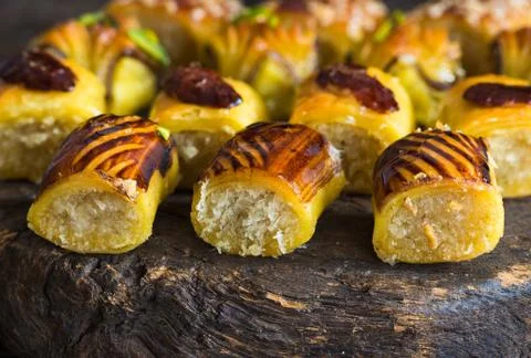 Selection of middle Eastern sweets - closeup Stock Photos