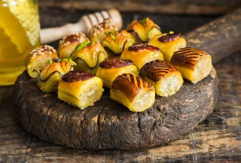 Selection of middle Eastern sweets Stock Photos