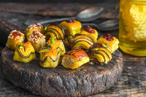 Selection of middle Eastern sweets Stock Photos