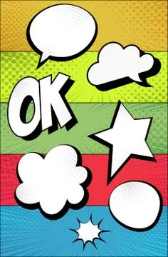 A selection of multicolored comic zoom backgrounds with elements - Vector Illustrazione stock