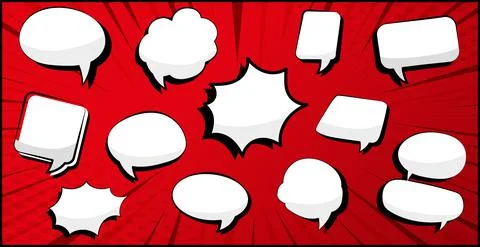 A selection of multicolored comic zoom backgrounds with elements - Vector Illustrazione stock