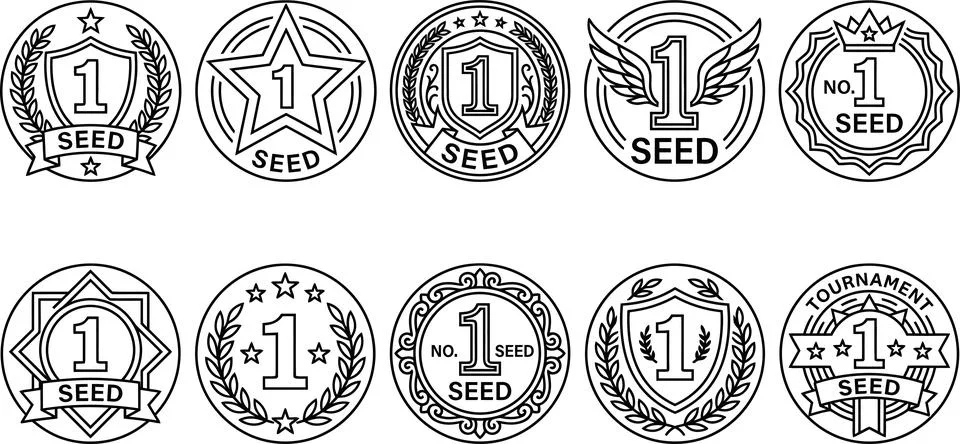 Selection of number one seed badge linear vector icons for sports tournamen.. 库存插图