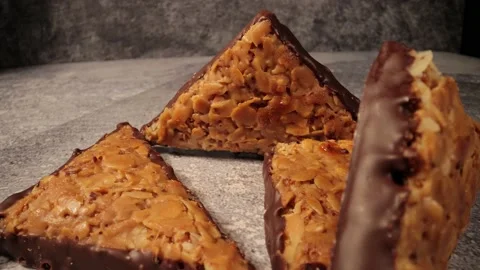 A selection of nut triangles - a German sweet pastry Stock Footage 149713362