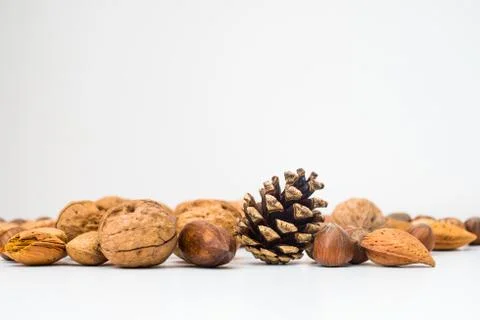 A selection of nuts Stock Photos