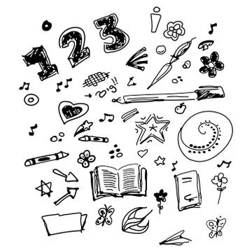 Selection of old school doodles Illustrazione stock