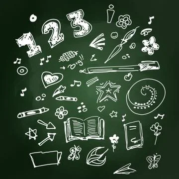 Selection of old school doodles Illustrazione stock