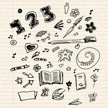 Selection of old school doodles Stock Illustration