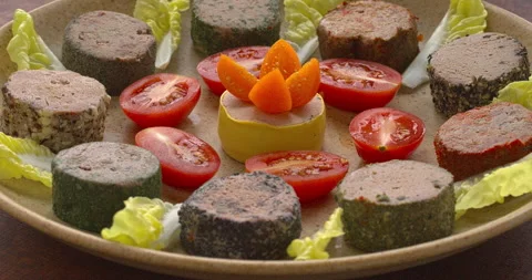 Selection of pates on a plate. Stock Footage 282109046