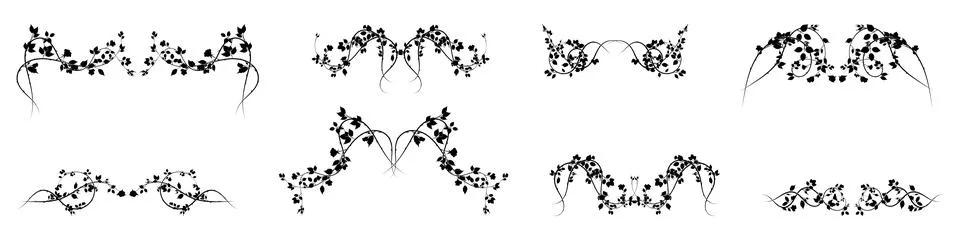 Selection pattern decoration roses weaving plants Stock Illustration