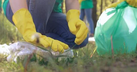 Selection of plastic on green grass Stock Photos