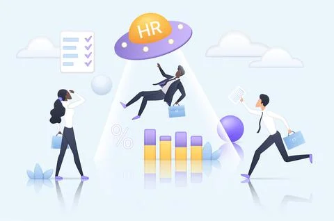Selection process and success choice of best employee by professional team of HR Stock Illustration