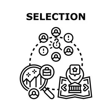 Selection process choosing candidates recruitment strategy Stock Illustration