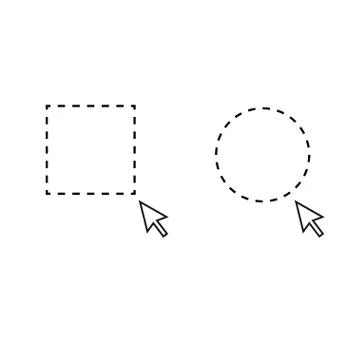 Selection rectangle and circle with pointer Stock Illustration