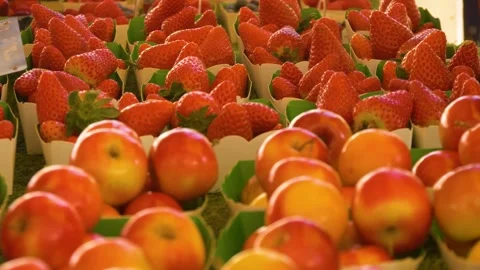 Selection of ripe apples in boxes Stock Footage 334656603