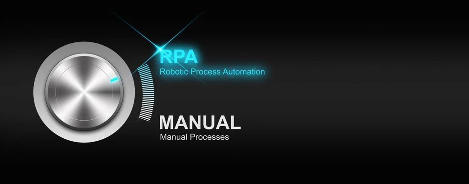 Selection of RPA (Robotic Process Automation) Mode by Turning the Knob on a.. 스톡 일러스트