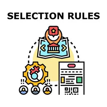 Selection rules for identifying process and information Stock Illustration