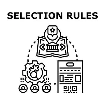 Selection rules for identifying process and information Stock Illustration