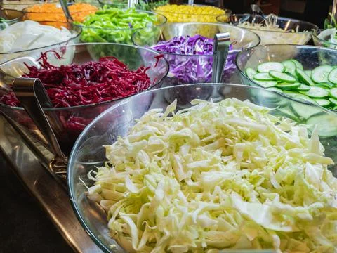 Selection of salads at a buffet Stock Photos