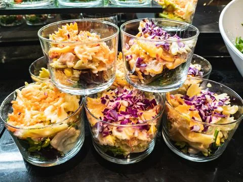 Selection of salads at a buffet Stock Photos